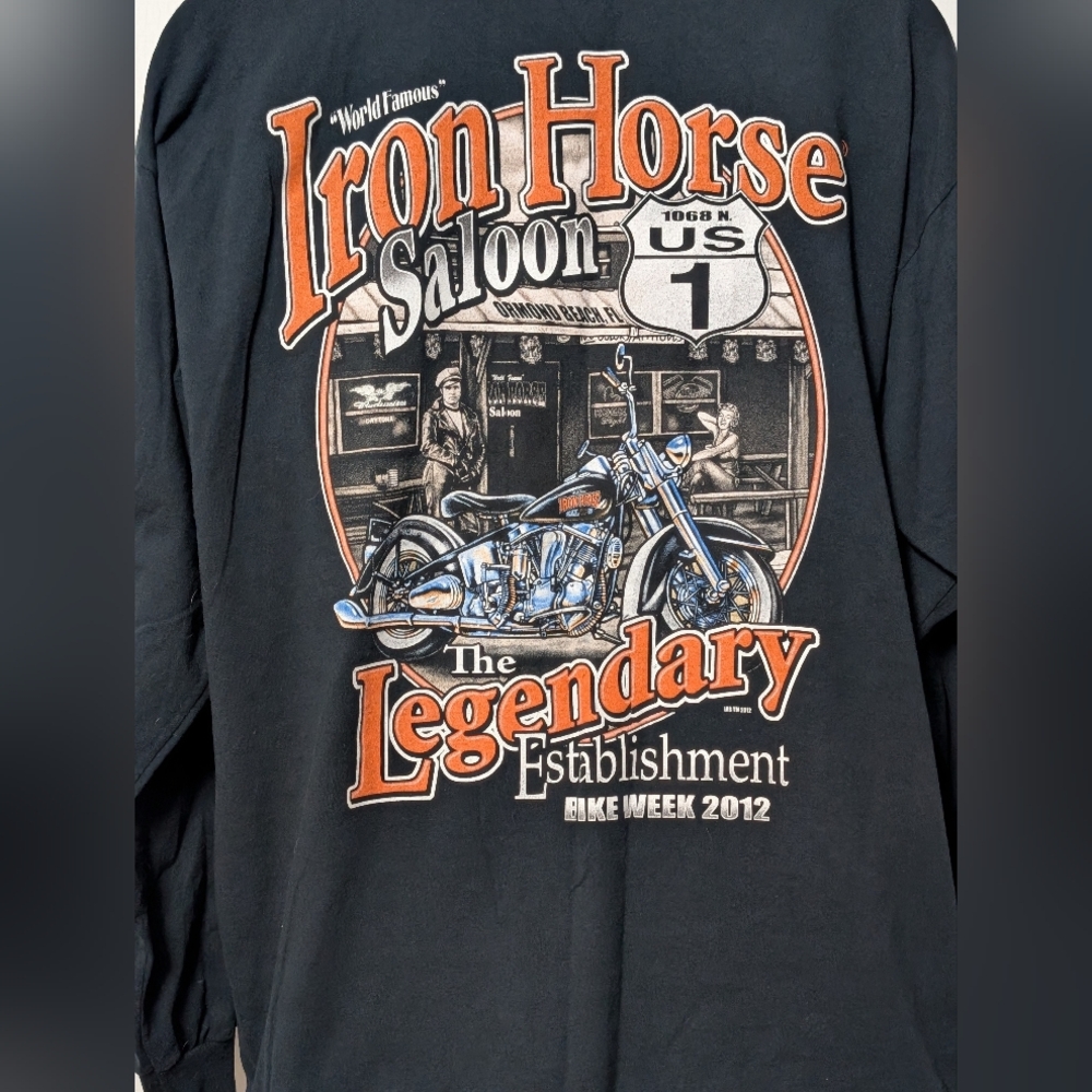 Men's 2012 Bike Week Iron Horse Saloon Long Sleeve  T-shirt Black Size XL - Picture 9 of 12